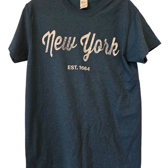 New York Script Yankees Short Sleeve T-Shirt by Gildan Heavy Cotton Size Small - Picture 7 of 10